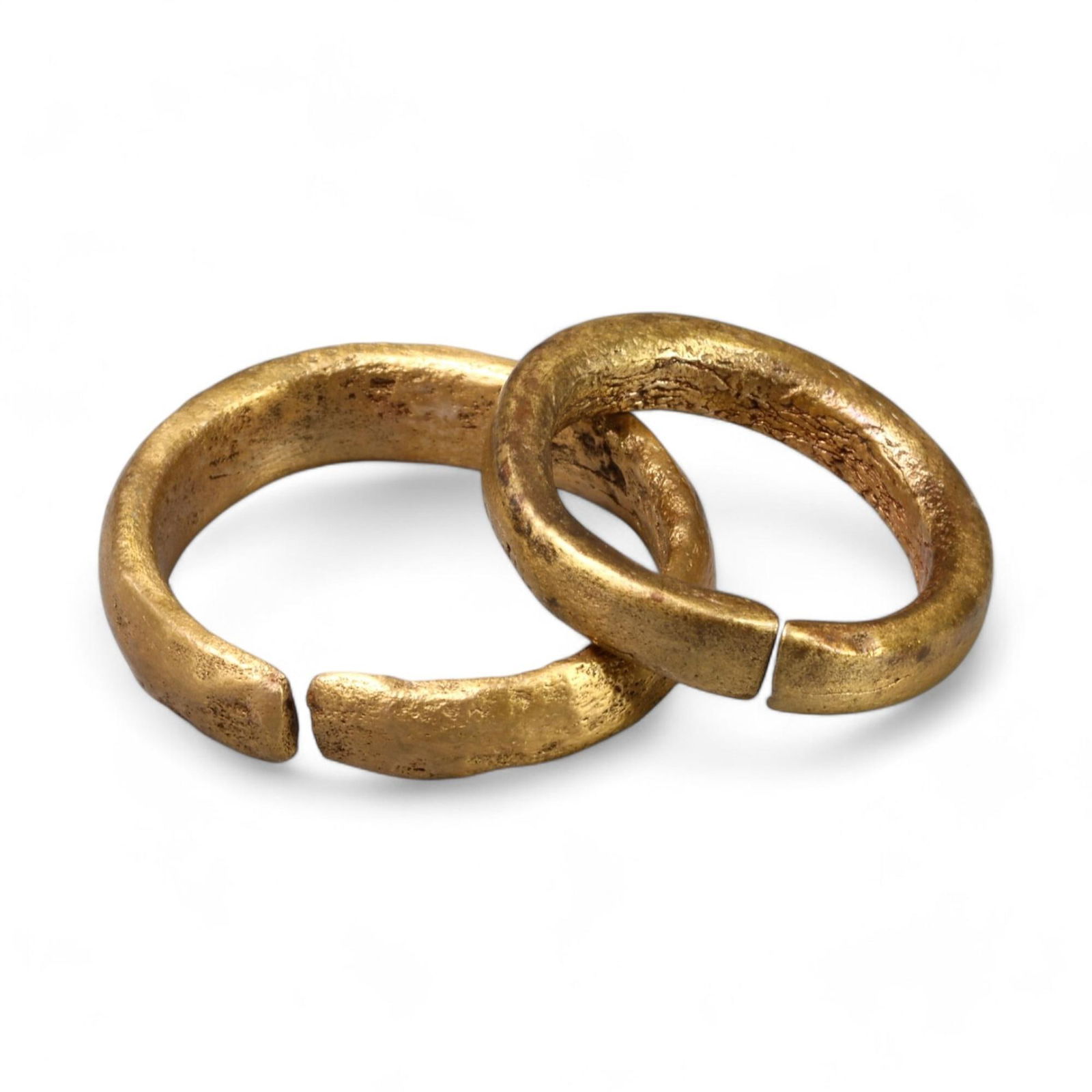 VIKING ERA: Gilded Bronze "Open Band" Rings, Circa 9th-11th Century CE (2.5-3cm, 16g each, 2 pieces) (1 of 1)