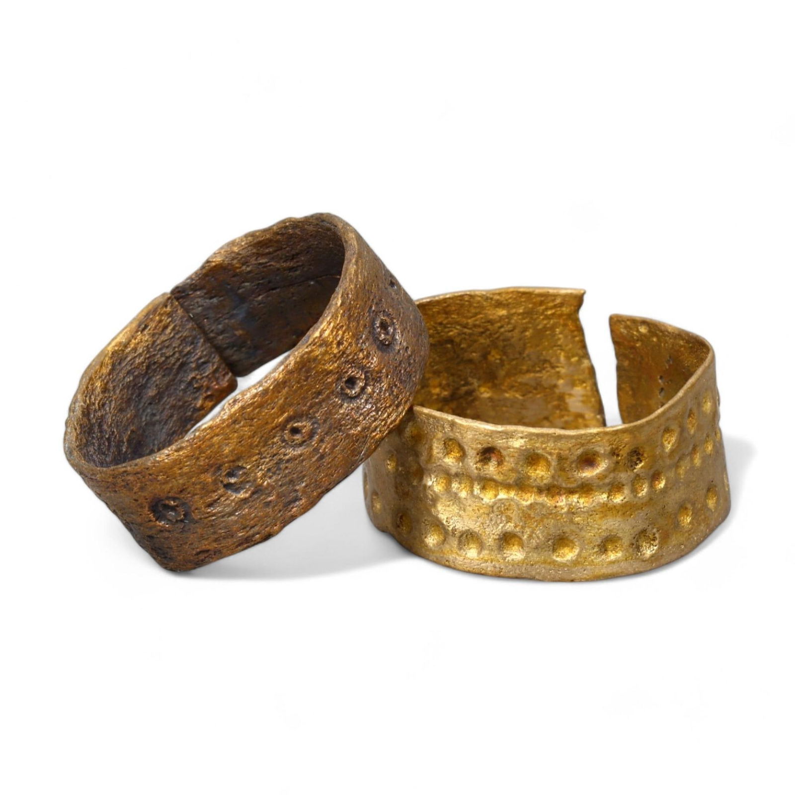 LOT OF 2: Crusader to Late Medieval Gold-Gilt Bronze Bracelets, Circa 12th-15th Century CE (3-4 cm, (1 of 1)