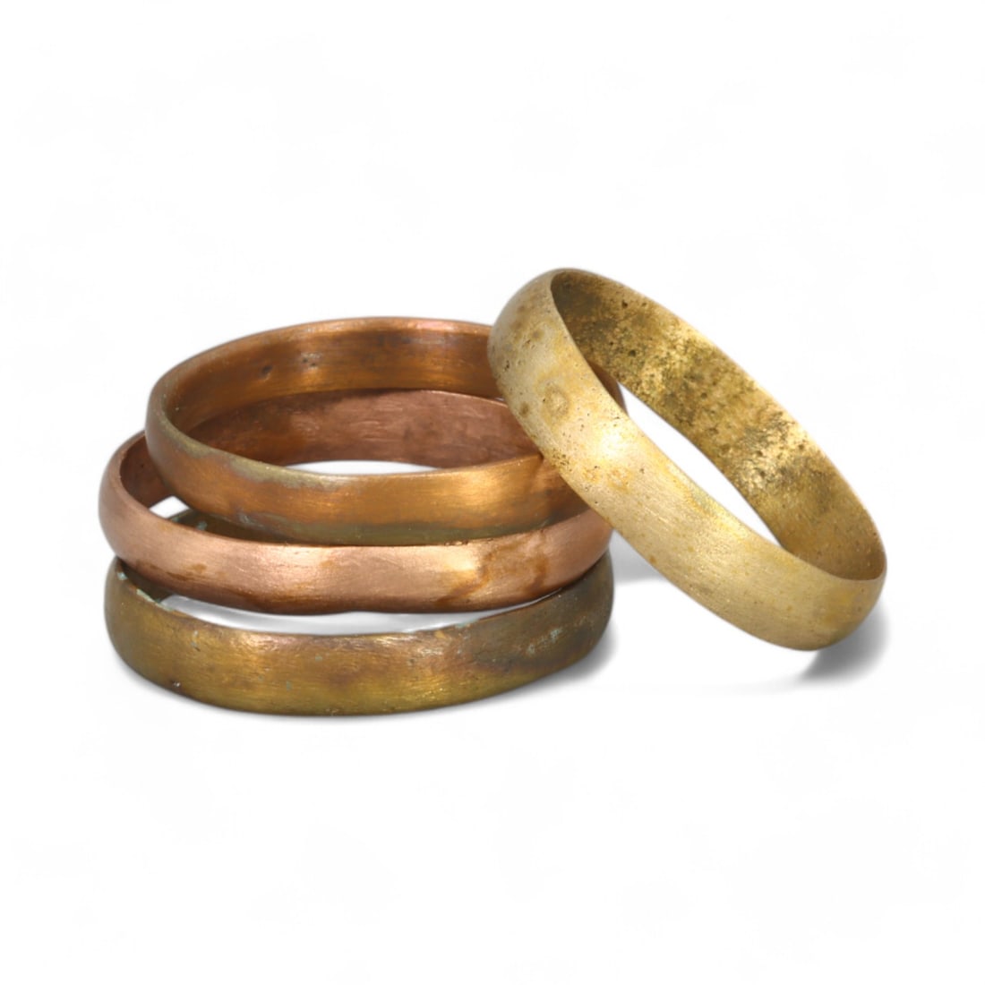 POST-MEDIEVAL ERA: Bronze "Plain Band" Rings, 16th-18th Century CE (Sizes 10-11 US, 9g each, 4 pcs) (1 of 2)