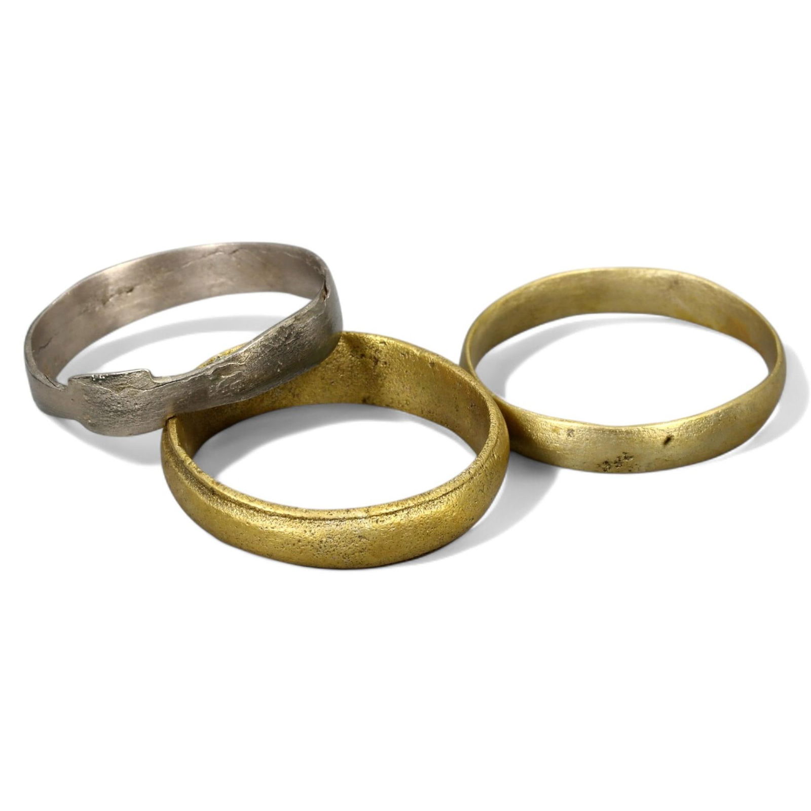 BYZANTINE ERA: Gilded and Silvered Bronze "Simple Band" Rings, 6th-9th Century CE (8 US, 5g, 3 pcs) (1 of 1)