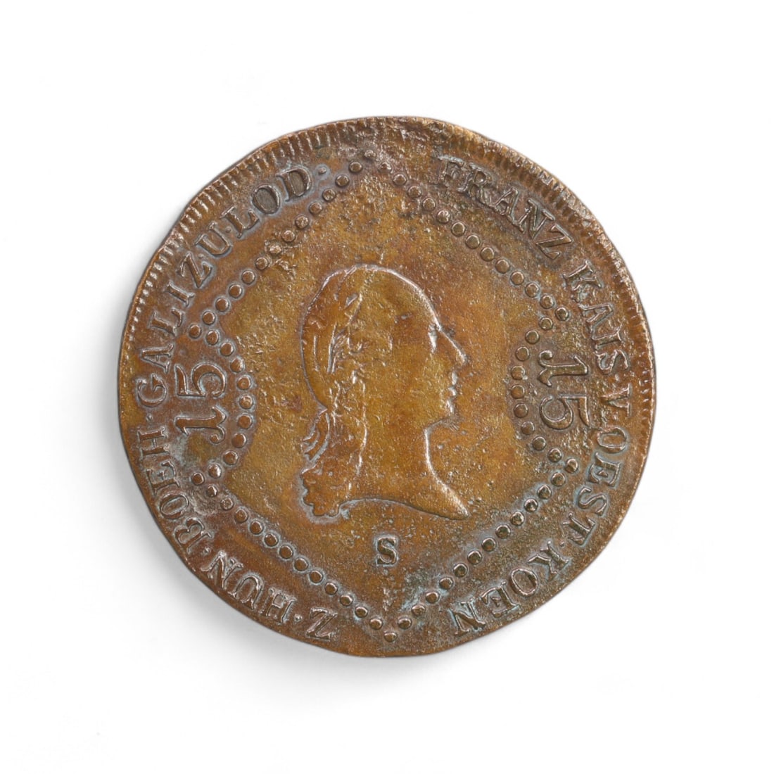 AUSTRIA: 1807 15 Kreuzer Copper Coin (13.12g, 35.12mm) (1 of 3)