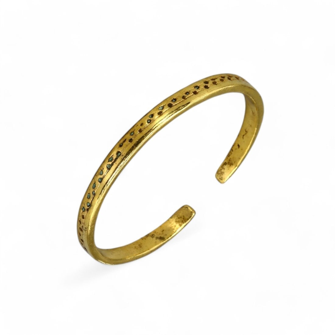 ANGLO-SAXON: Gold-Gilt Bracelet, 31g, 0.5-7cm, 24k Gold Gilt: This Anglo-Saxon bracelet, weighing 31g with a width of 0.5cm and an internal diameter of 7cm, is a stunning example of early medieval craftsmanship. The bracelet features a 24k gold gilt finish with 