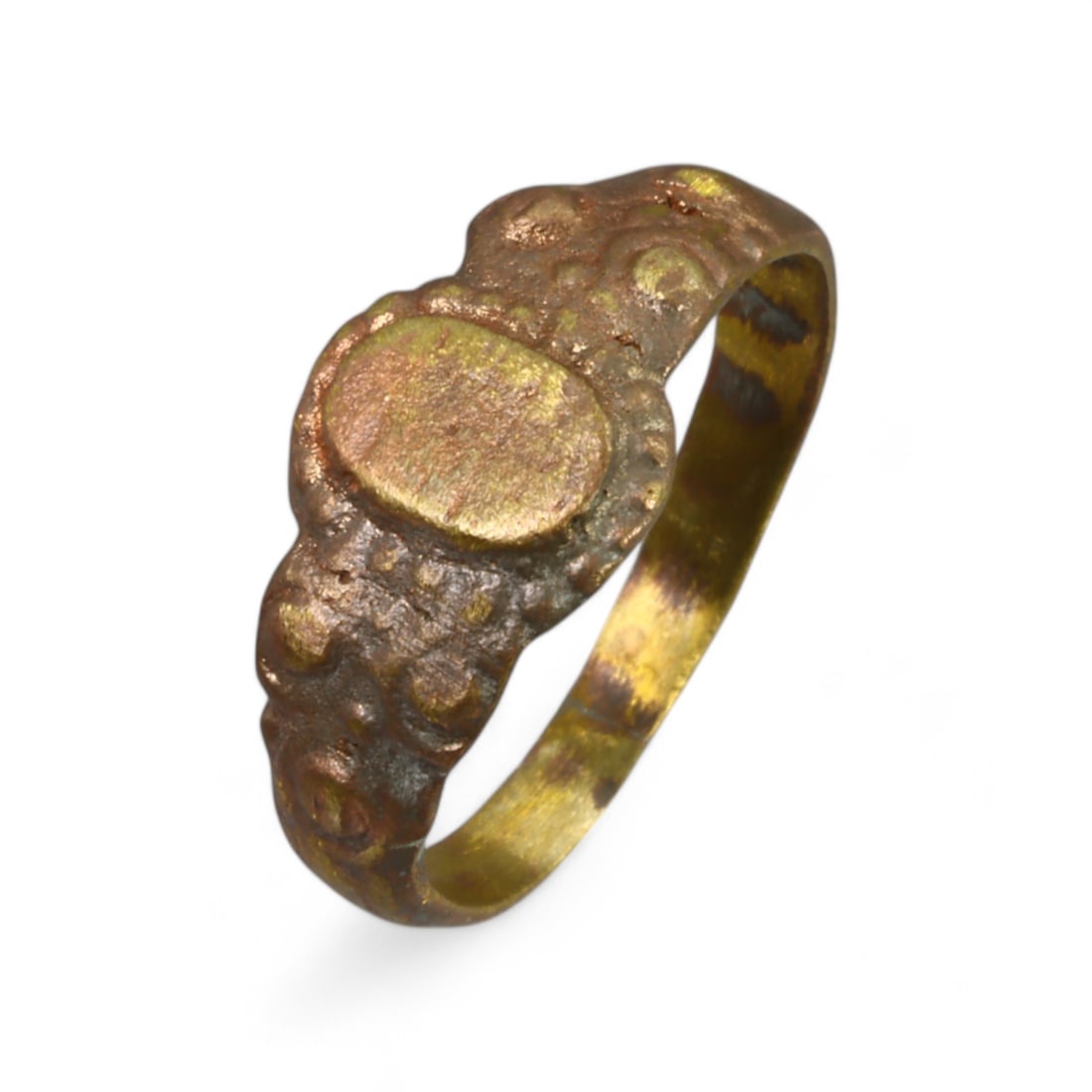 MEDIEVAL ERA: Bronze Ring with Raised Decorative Bezel, Circa 12th-14th Century CE (2g, Size 7 US) (1 of 2)