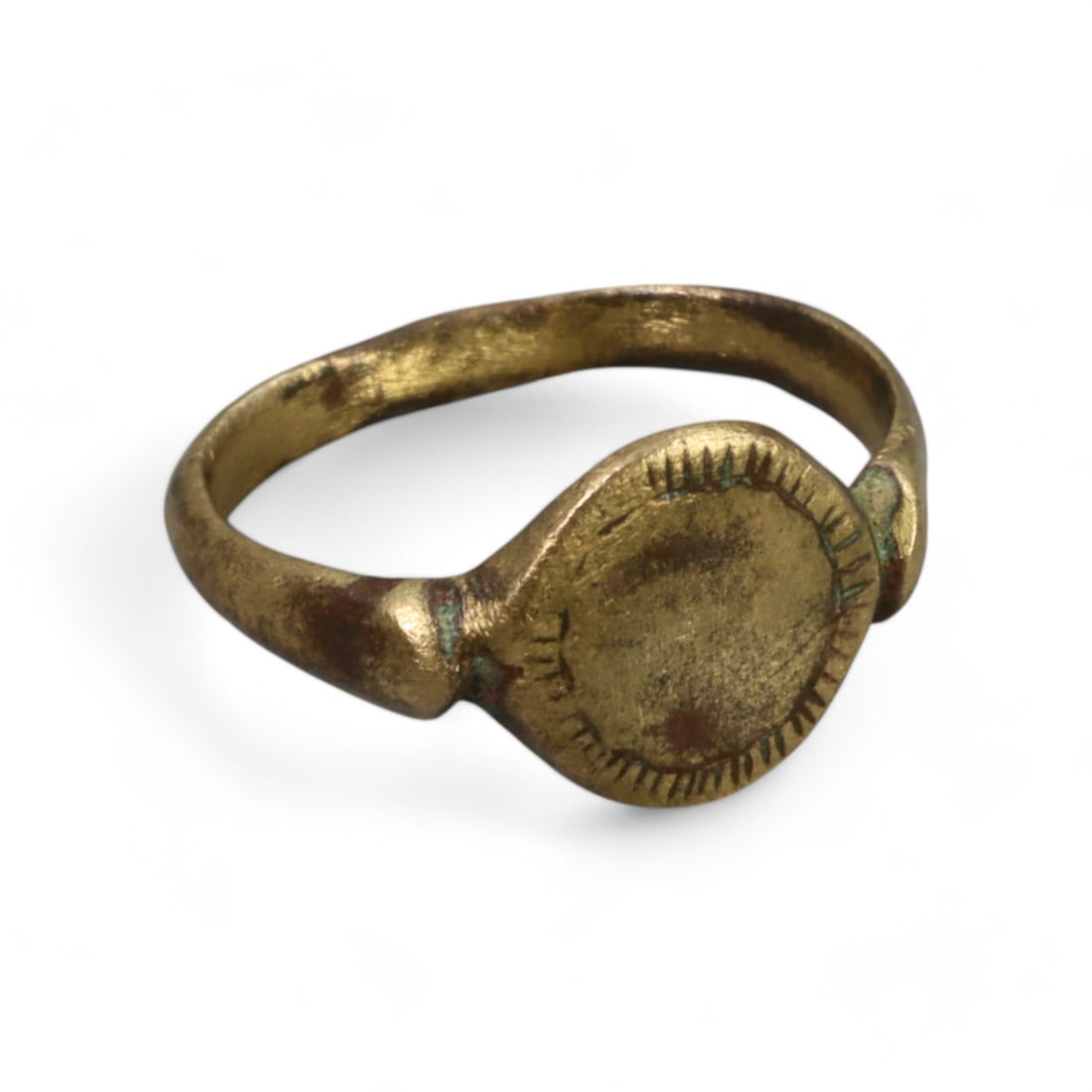 ROMAN ERA: Bronze Engraved Ring with Radiating Motif, Circa 2nd-4th Century CE (2g, Size 4 US) (1 of 2)