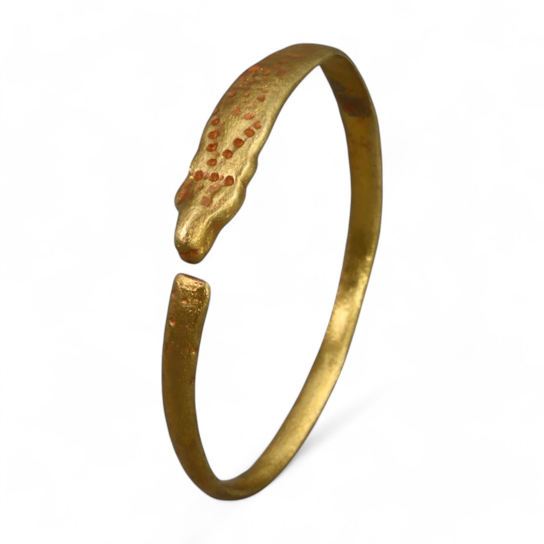 VIKING ERA: Gold-Gilt Snake Motif Hair Ring, Circa 9th-11th Century CE (4g, 3.5 cm) (1 of 2)