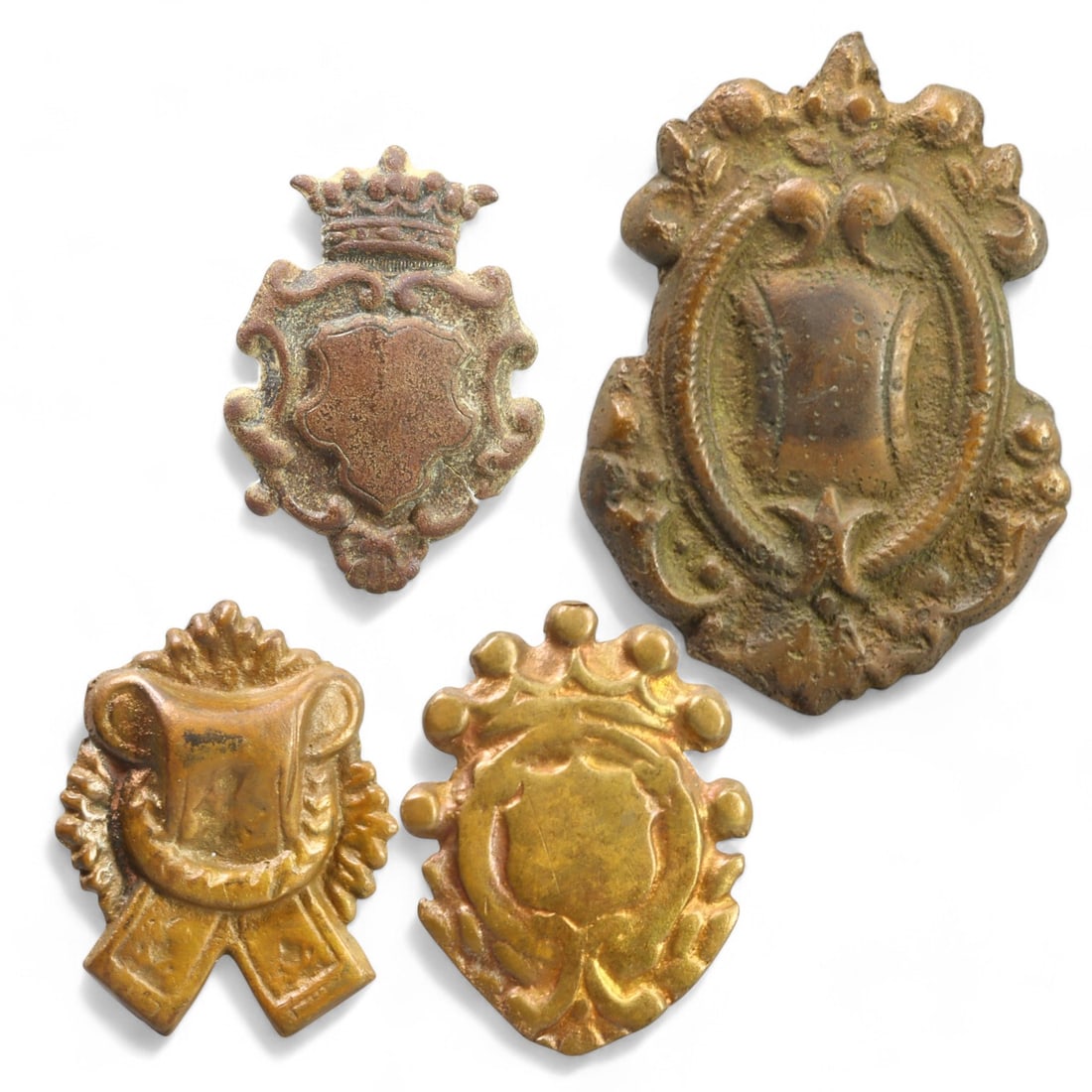LATE MEDIEVAL TO EARLY MODERN ERA: Set of Four Gilt and Bronze Heraldic Mounts, 16th-18th Century CE (1 of 5)
