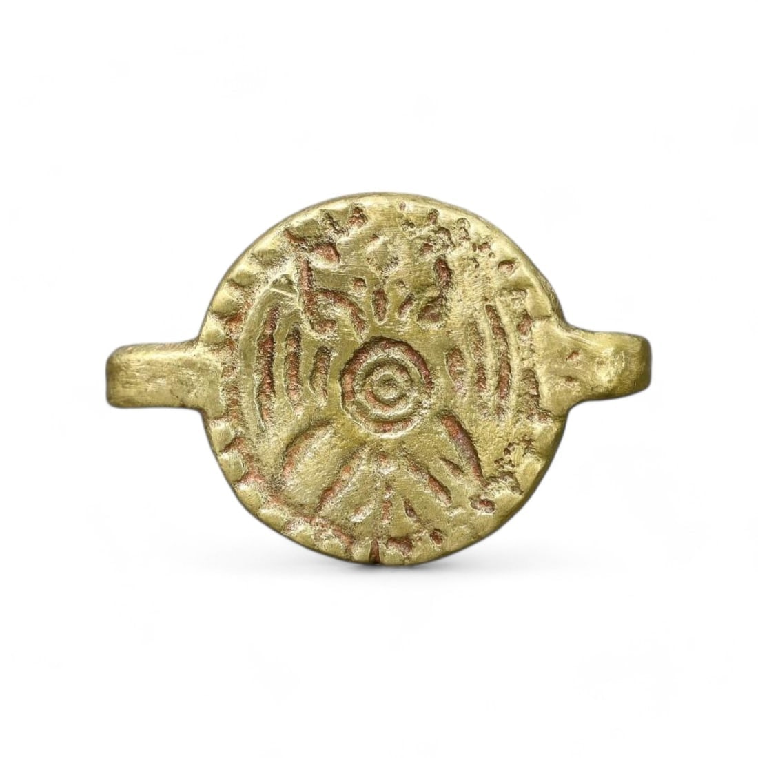 LATE MEDIEVAL: Gold-Gilt Strap End with Double-Headed Eagle Motif,14th-16th Century CE (4g, 2.5cm) (1 of 2)