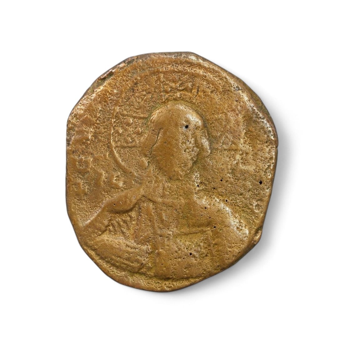 BYZANTINE EMPIRE: Copper Follis Coin, Anonymous, Constantinople, 1020-1028 AD (9.9g, 2.5x3cm): This remarkable copper follis, issued during the reign of Constantine VIII Porphyrogennetos, represents the famed Anonymous Class A coinage of the Byzantine Empire. The obverse depicts a bust of Chris