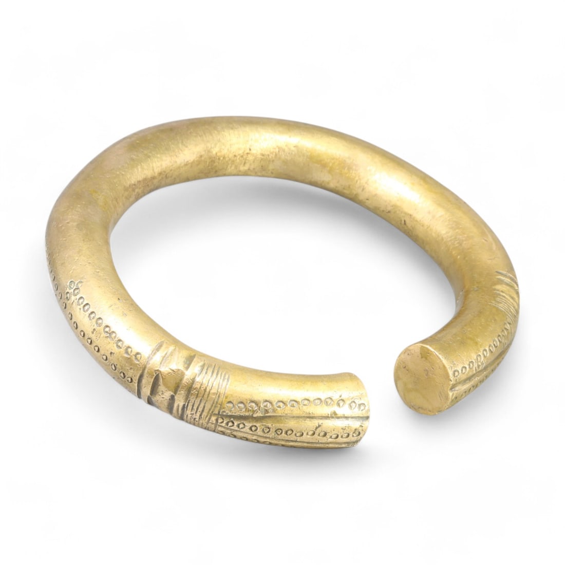 AFRICAN: Gold-Gilt Bronze "Ornamental Torque" Bangle, 19th-20th Century CE (567g, 10x2cm) (1 of 2)