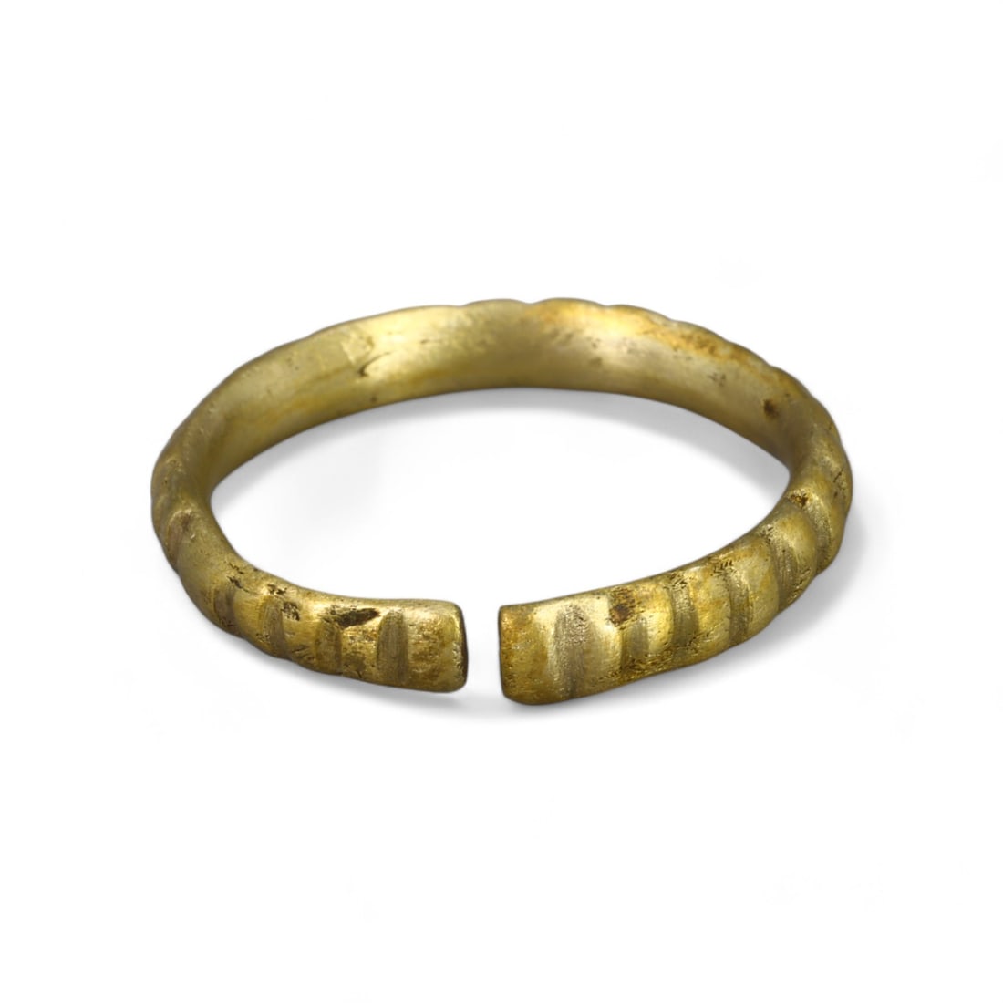 BYZANTINE ERA: Gold Gilt "Openwork Grooved Band" Ring, 6th-8th Century CE (Size 7 US, 2g) (1 of 2)
