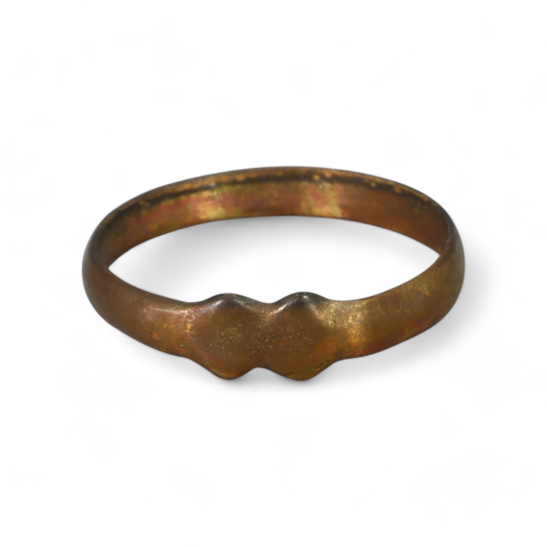 VIKING ERA: Bronze "Double Knotted Bezel" Ring, 9th-11th Century CE (Size 7 US, 1g): This refined Viking-era ring, crafted from bronze, features a unique double-knotted bezel design, symbolizing unity and strength. The slim band and minimalist style reflect the practical yet symbolic 