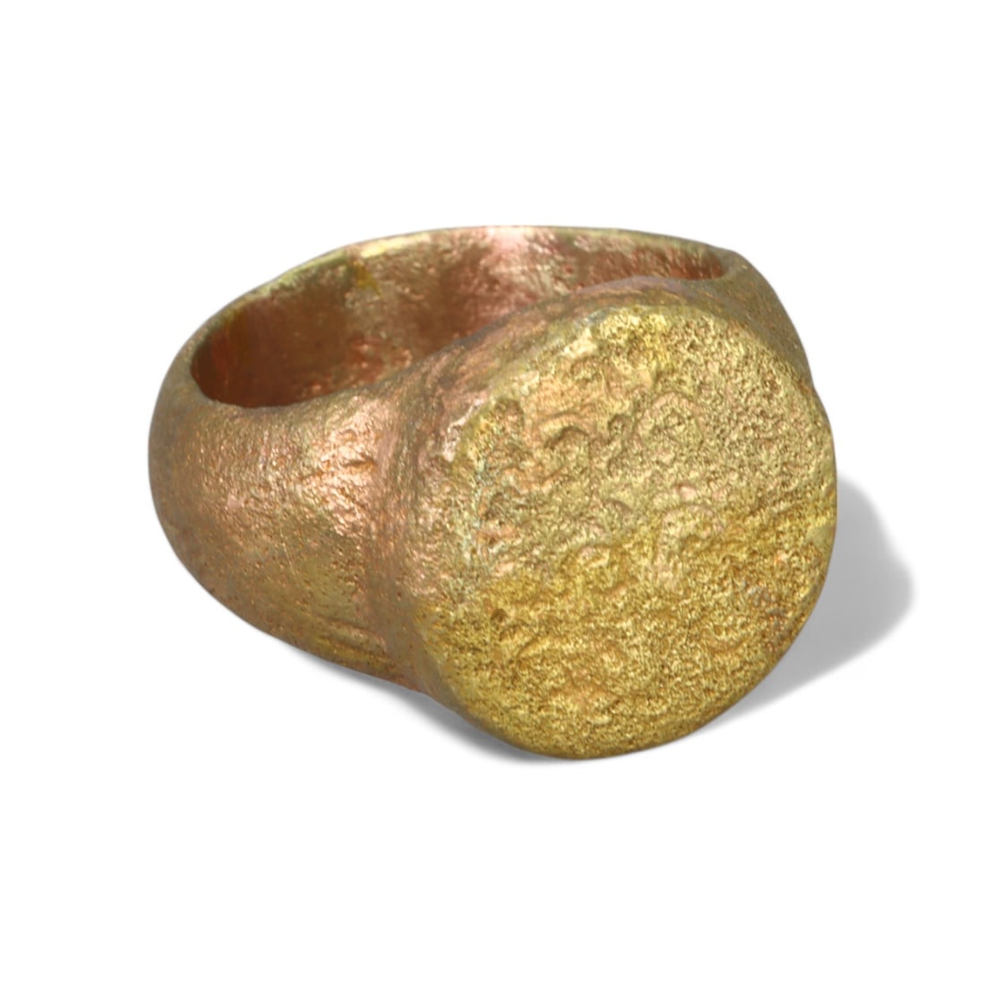 CRUSADER ERA: Gold Gilt "Beaded Textured Bezel" Ring, 12th-14th Century CE (Size 9 US, 18g) (1 of 2)