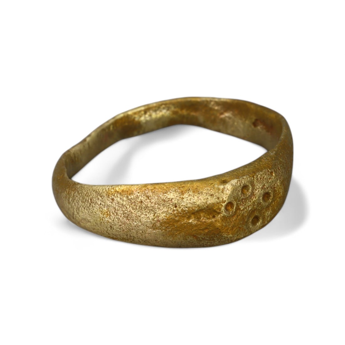 VIKING ERA: Gold Gilt "Decorated Bezel" Ring, 9th-11th Century CE (Size 5 US, 2g) (1 of 2)