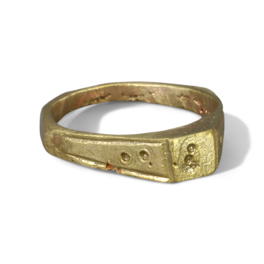 BYZANTINE ERA: Gold Gilt "Decorated Angular Band" Ring, 6th-8th Century CE (Size 2 US, 2g) (1 of 2)