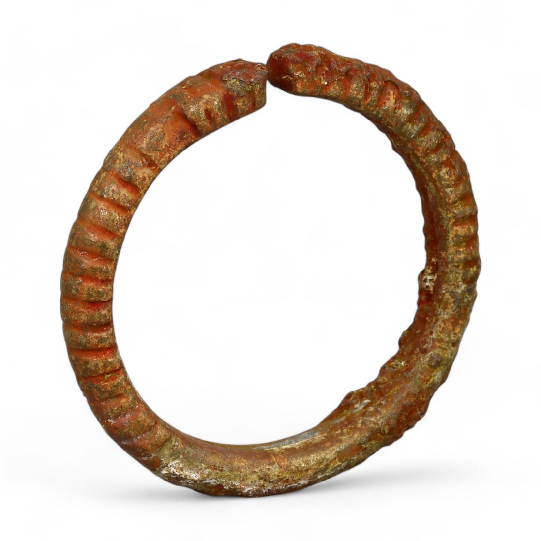 PROTO-MONEY: Bronze "Ribbed Spiral" Bracelet, Circa 1000 BCE-500 CE (28g, 4.5cm) (1 of 2)