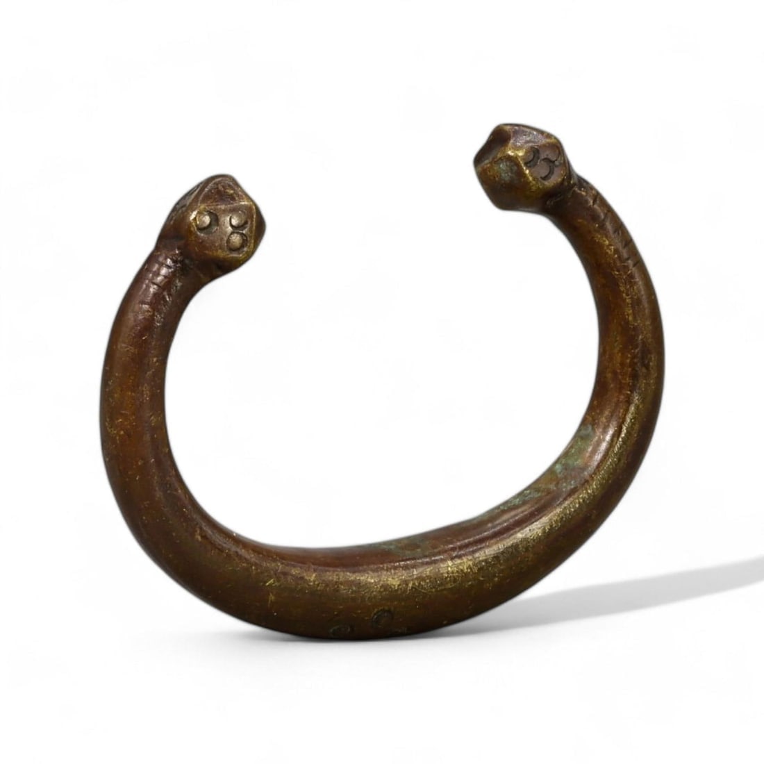 AFRICAN DOUBLE-FACED TERMINAL BRONZE BRACELET, WEST AFRICA, 19TH-20TH CENTURY (56g, 1x5cm) (1 of 2)