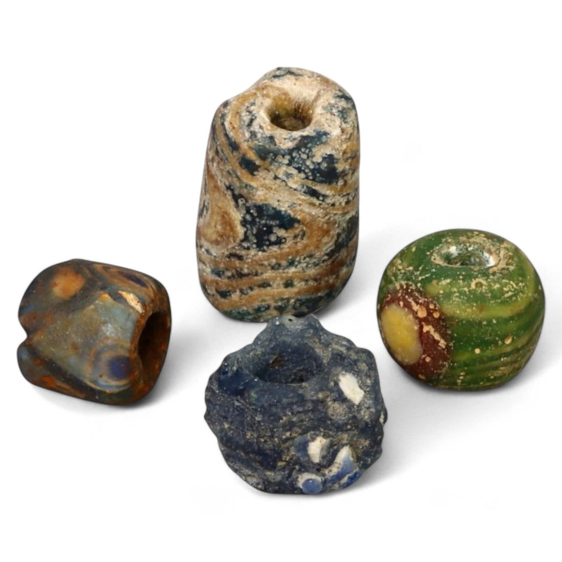 ANCIENT ROMAN GLASS BEADS: Set of 4, Circa 1st-4th Century CE (0.7-1.3cm, 4g) (1 of 1)