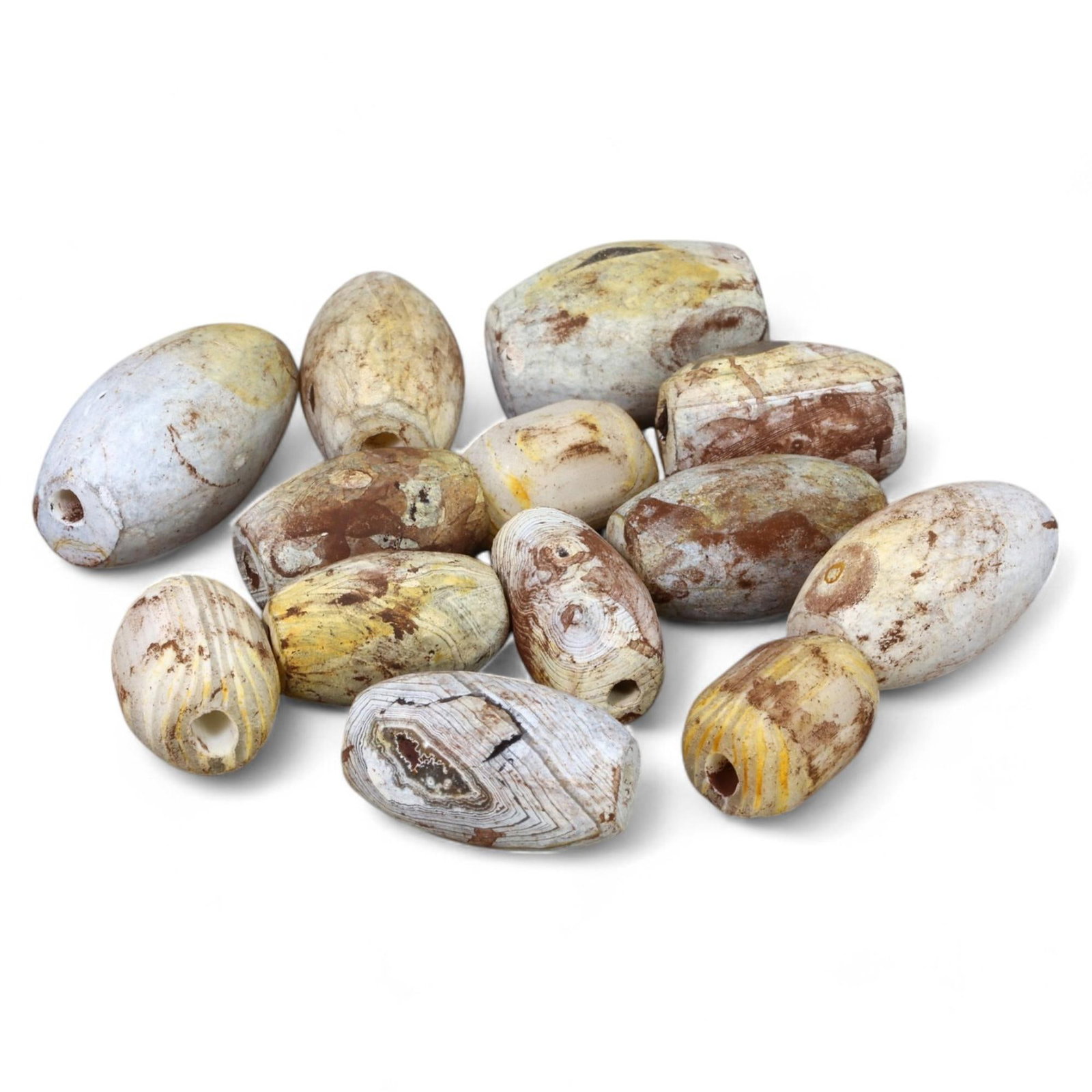 ANCIENT: Lot of 13 Stone Beads, Likely Late Bronze Age to Early Iron Age (7-19 mm, 24g) (1 of 1)