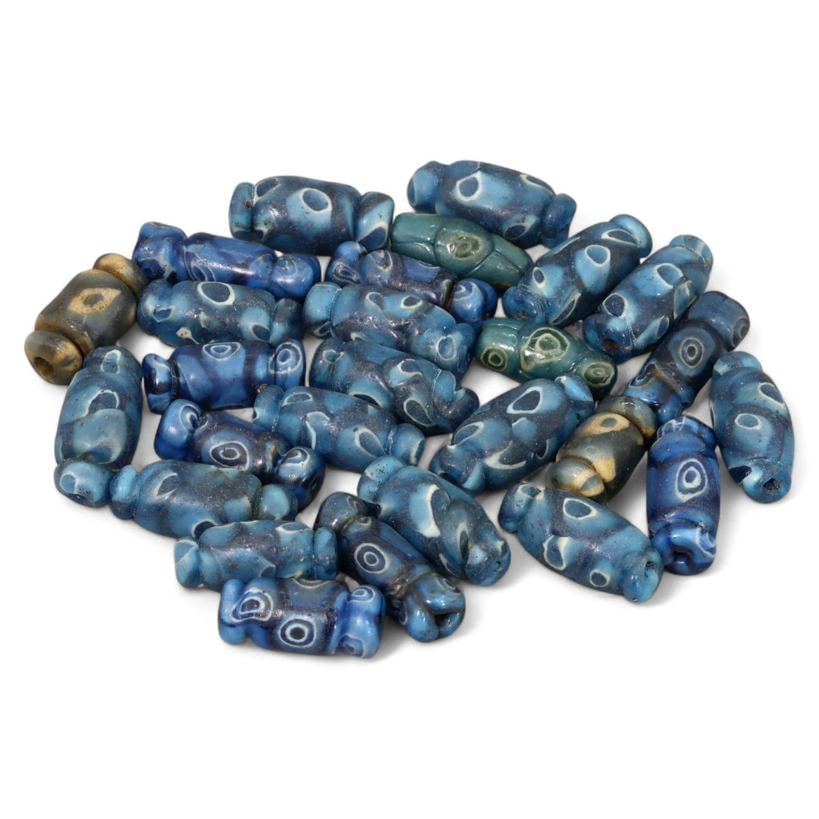Group of Ancient Millefiori Glass Beads, Roman or Byzantine Era, 4th-7th Century CE (36g, 16x6mm) (1 of 1)