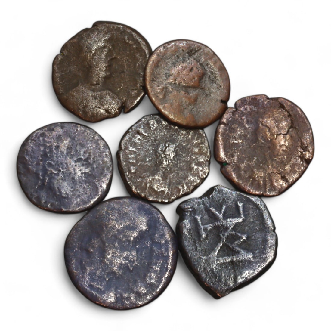 BYZANTINE EMPIRE: Lot of 7 Bronze Coins, 9th-12th Century CE (10g Total, 12-15mm) (1 of 2)