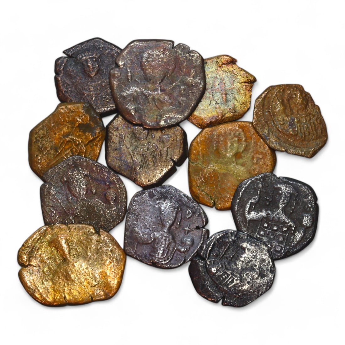 BYZANTINE EMPIRE: Group of 12 Bronze Coins, Middle to Late Period (14g Total, 14-20mm) (1 of 2)