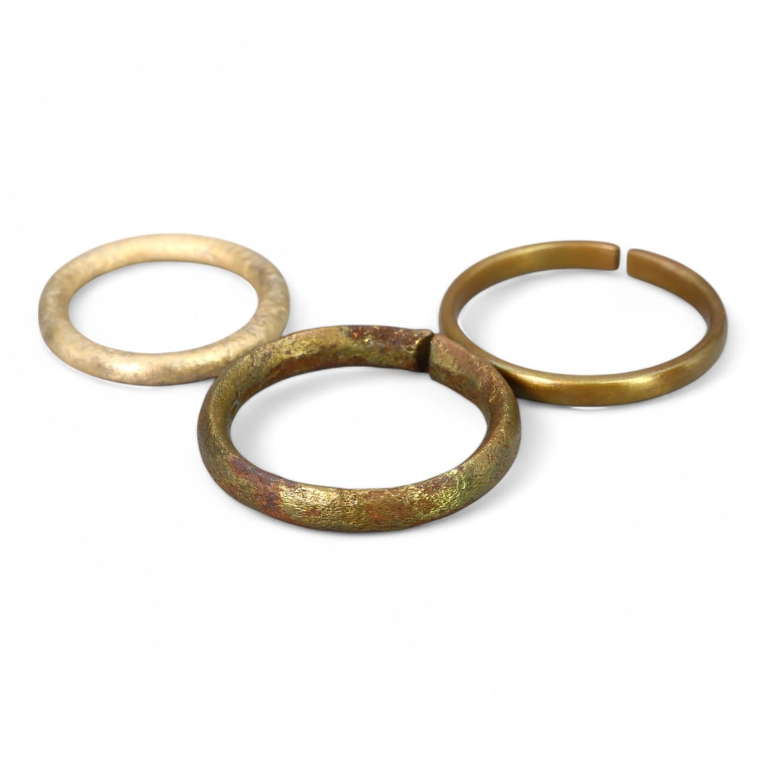 BYZANTINE ERA: Lot of Three Bronze "Simple Band" Rings, 10th-12th Century CE (Sizes 5-10.5,10g) (1 of 1)