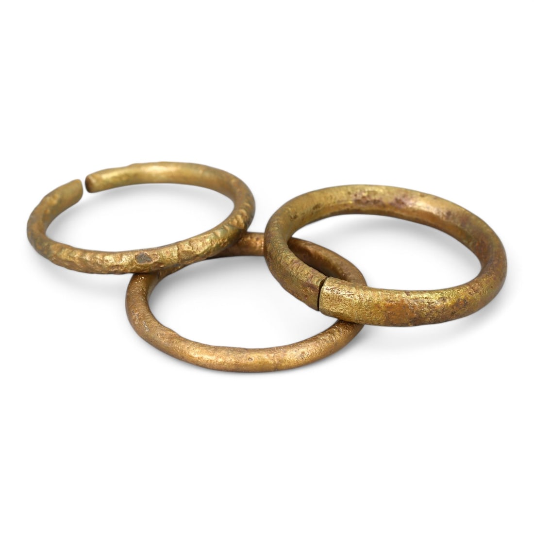 BYZANTINE ERA: Lot of Three Bronze "Thick Band" Rings, 10th-12th Century CE (Size 11 US,10g) (1 of 1)