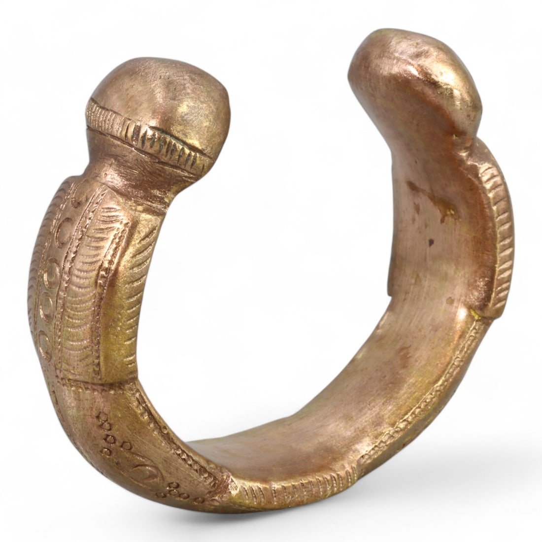 WEST AFRICAN CULTURE: Bronze Manila Bracelet, Nigeria/Benin (172g, 7x2cm) (1 of 3)