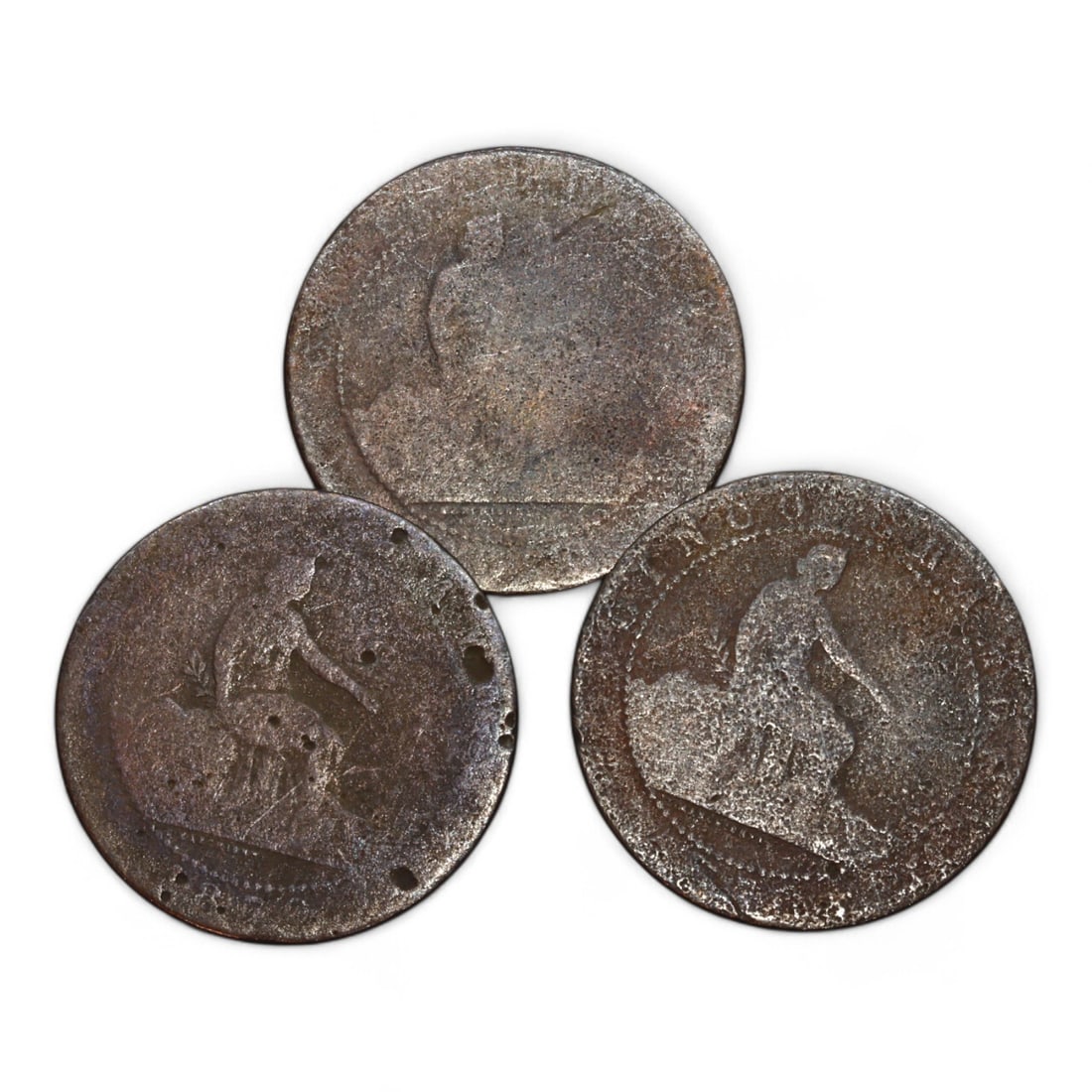 SPAIN: Lot of Three Centimos Coins, Provisional Coinage 1870 (13g, 25mm) (1 of 2)