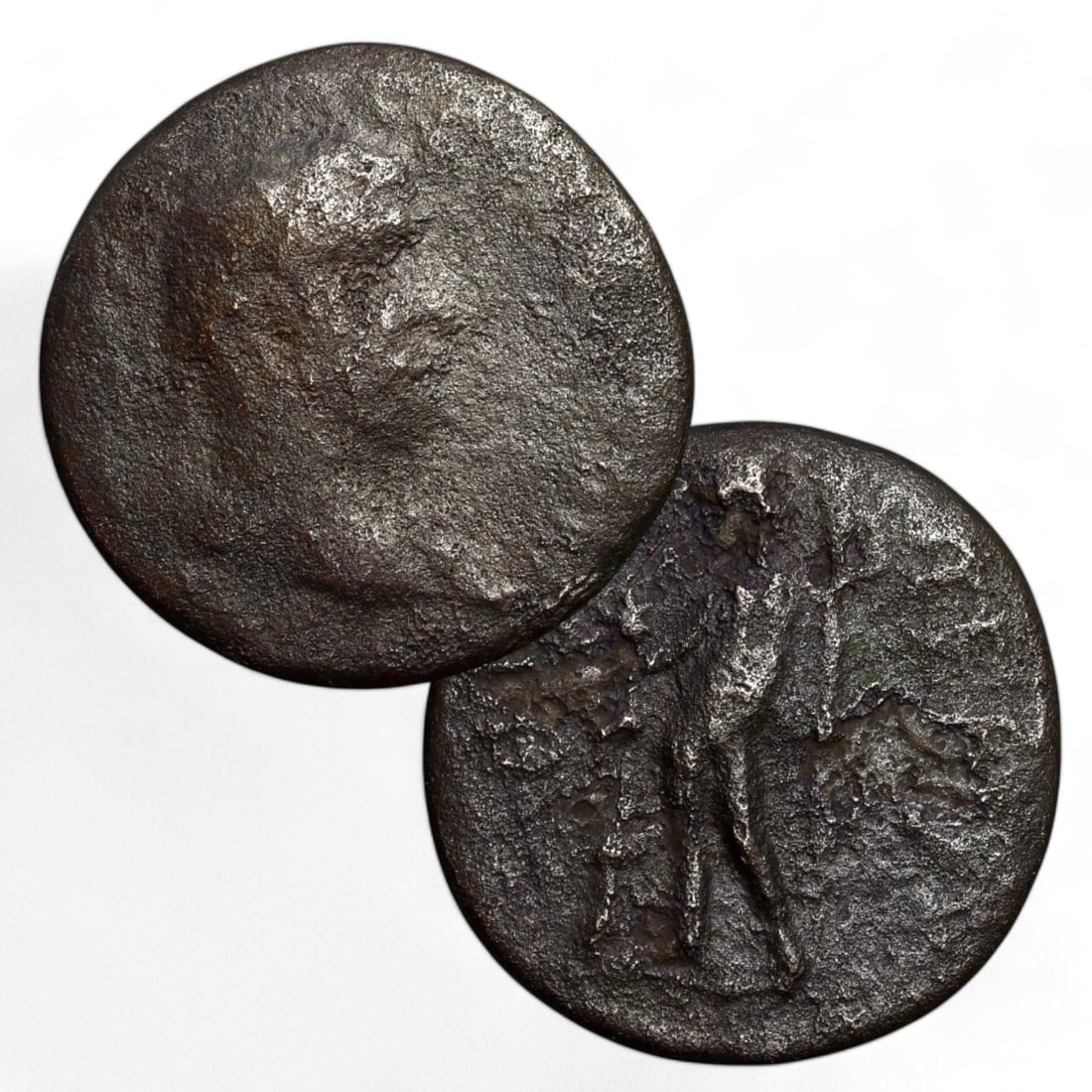 ROMAN PROVINCIAL: Bronze Coin with Emperor Bust and Standing Figure Reverse (4g, AE19) (1 of 3)