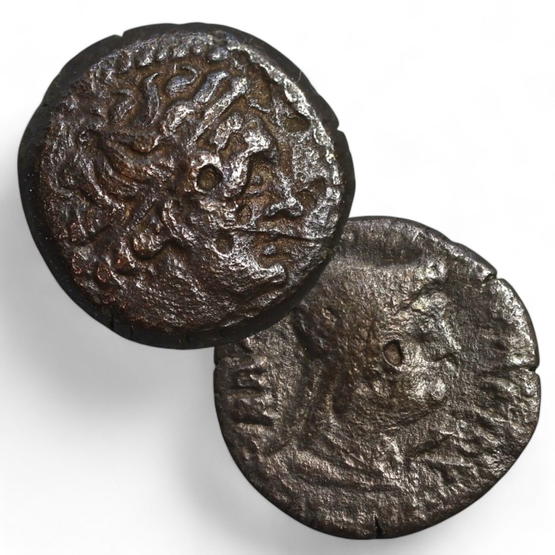 HELLENISTIC KINGDOM: AE13 Bronze Coin with Dual Portraits (1.2g, 13mm) (1 of 3)