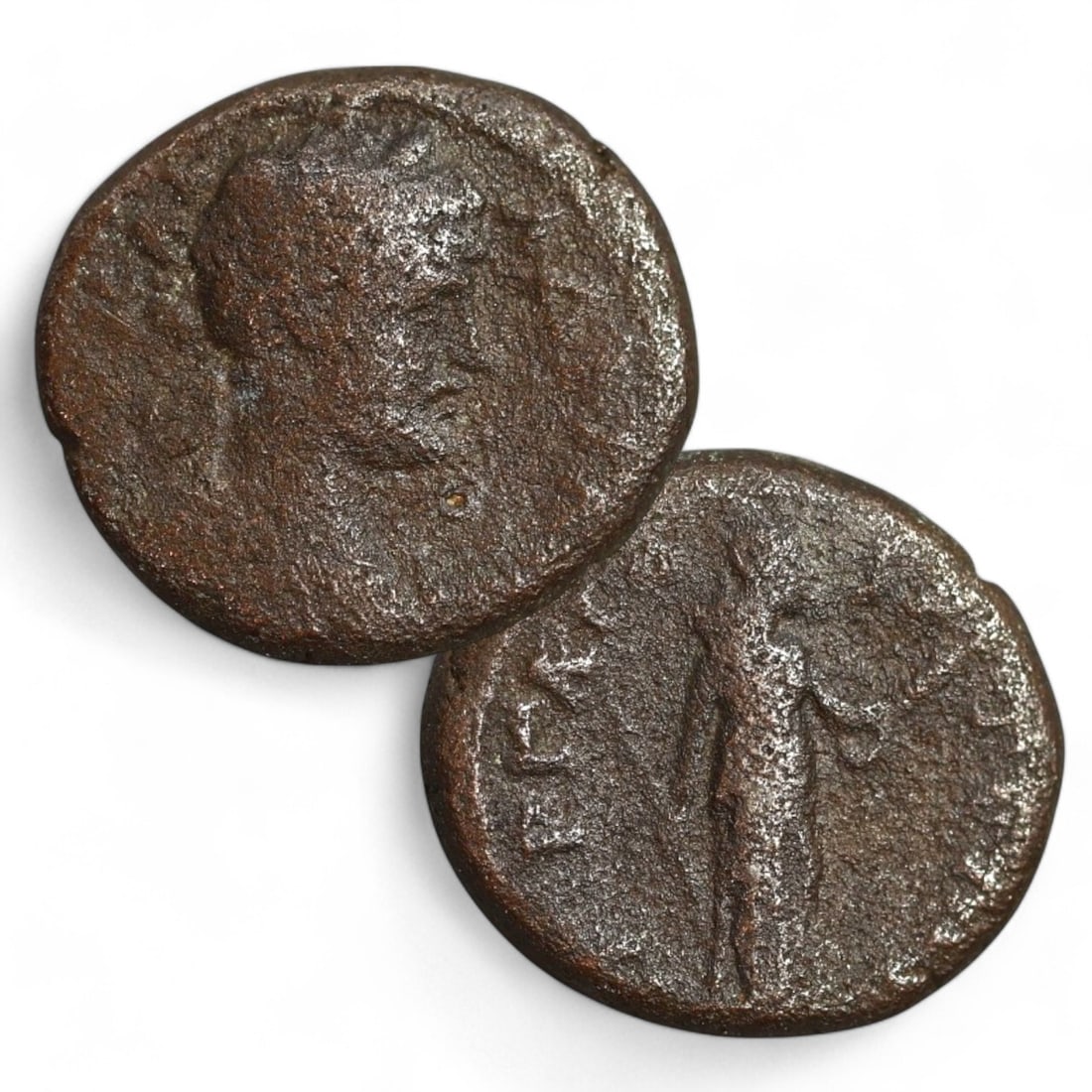ROMAN PROVINCIAL: Bronze Coin with Emperor Bust and Standing Figure Reverse (3g, AE15) (1 of 3)