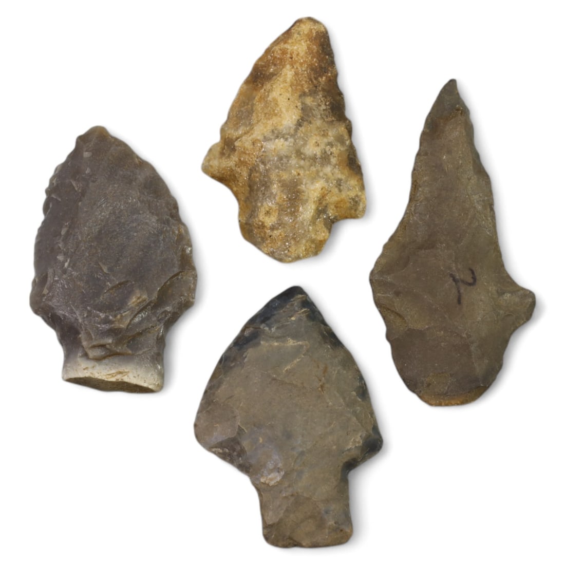 NATIVE AMERICAN: Flint Arrowheads, Eastern Woodlands (45g, Avg. 4cm, 4pcs) (1 of 1)