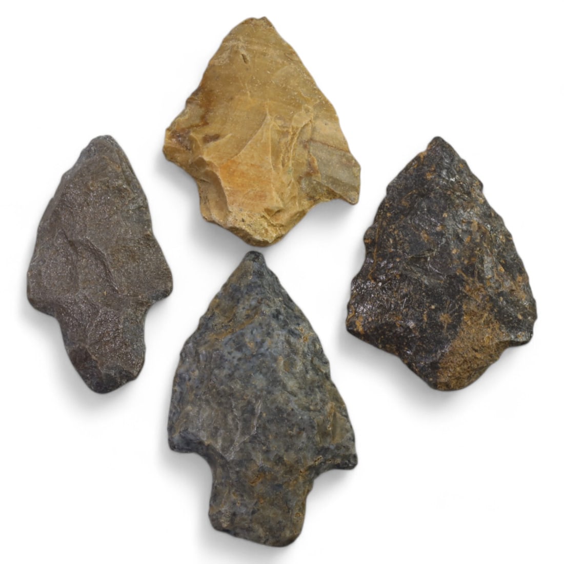 NATIVE AMERICAN: Flint Arrowheads, Eastern Woodlands (44g, Avg. 4cm, 4pcs) (1 of 1)