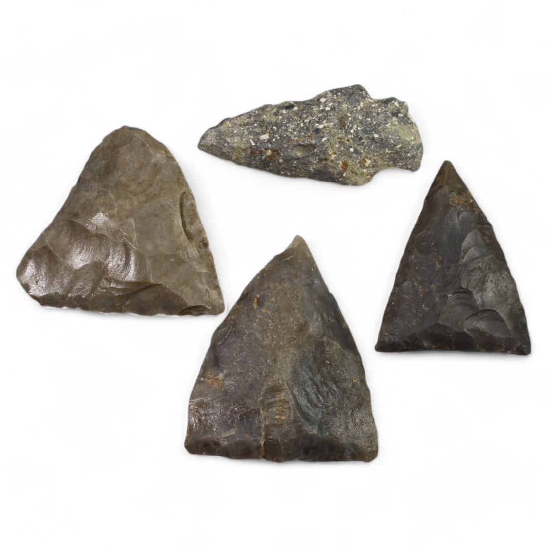 NATIVE AMERICAN: Flint Arrowheads, Eastern Woodlands (46g, Avg. 4cm, 4pcs) (1 of 1)