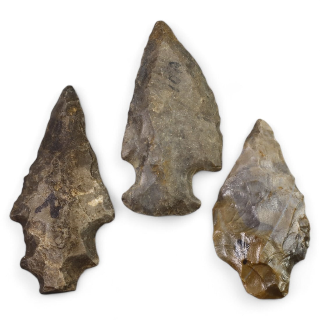 NATIVE AMERICAN: Flint Arrowheads, Eastern Woodlands (29g, Avg. 4cm, 3pcs) (1 of 1)