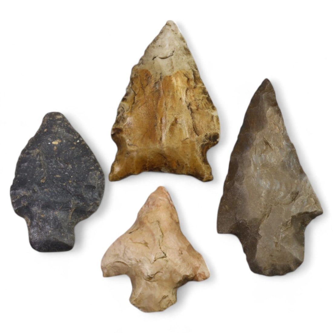 NATIVE AMERICAN: Flint Arrowheads, Eastern Woodlands (39g, Avg. 4cm, 4pcs) (1 of 1)