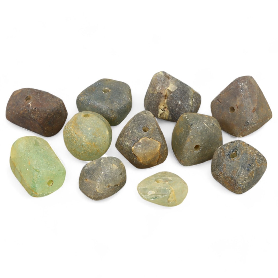 Ancient Roman: Hand-Carved Quartz Beads, Roman Mediterranean (1.5 cm, 65g): This exquisite set of hand-carved quartz beads showcases the artistry and ingenuity of Roman craftsmen in the Mediterranean region. Each bead, shaped by skilled hands, highlights the natural elegance 