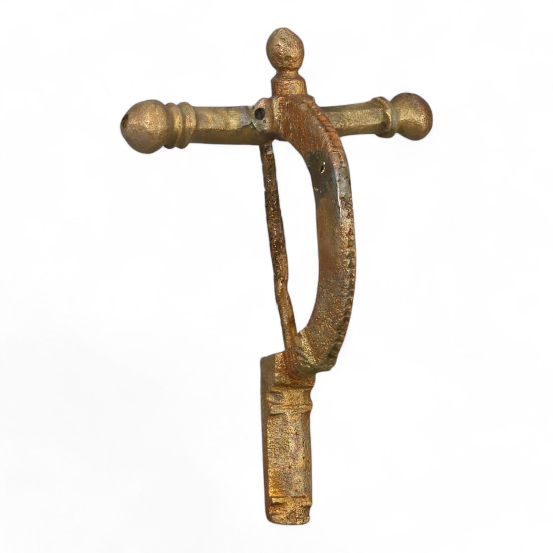 ROMAN EMPIRE: Bronze Cross-Bow Fibula with Gold Gilt, c. 1-200 CE (27g, 7x4.5cm) (1 of 3)