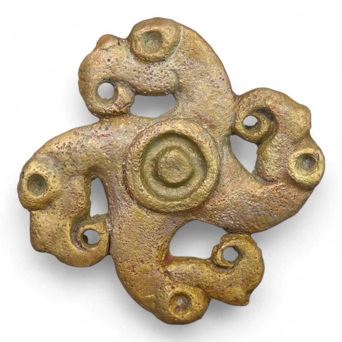 SINO-SIBERIAN: Gilt Bronze Openwork Plaque with Abstract Motifs (48g, 4cm) (1 of 2)