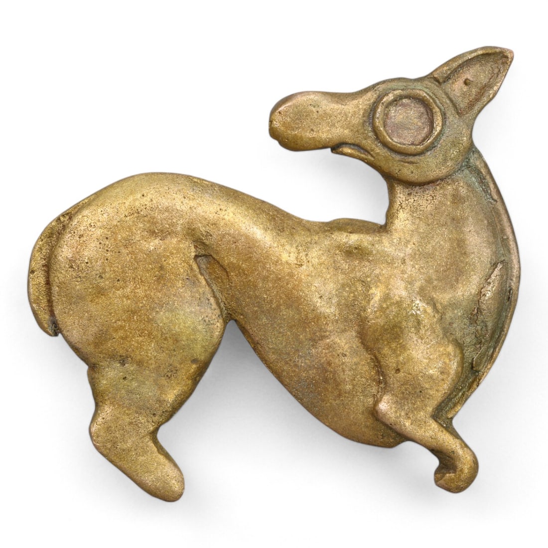 SINO-SIBERIAN: Gilt Bronze Plaque with Stylized Deer Motif (59g, 6.5x6cm) (1 of 2)