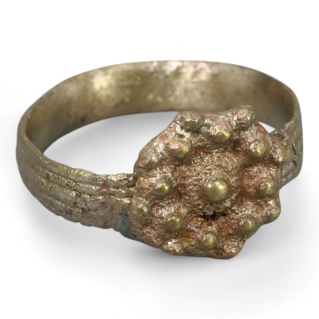 BYZANTINE ERA: Bronze "Solar Motif" Ring, Circa 10th-12th Century CE (Size 7 US, 2.6g) (1 of 2)