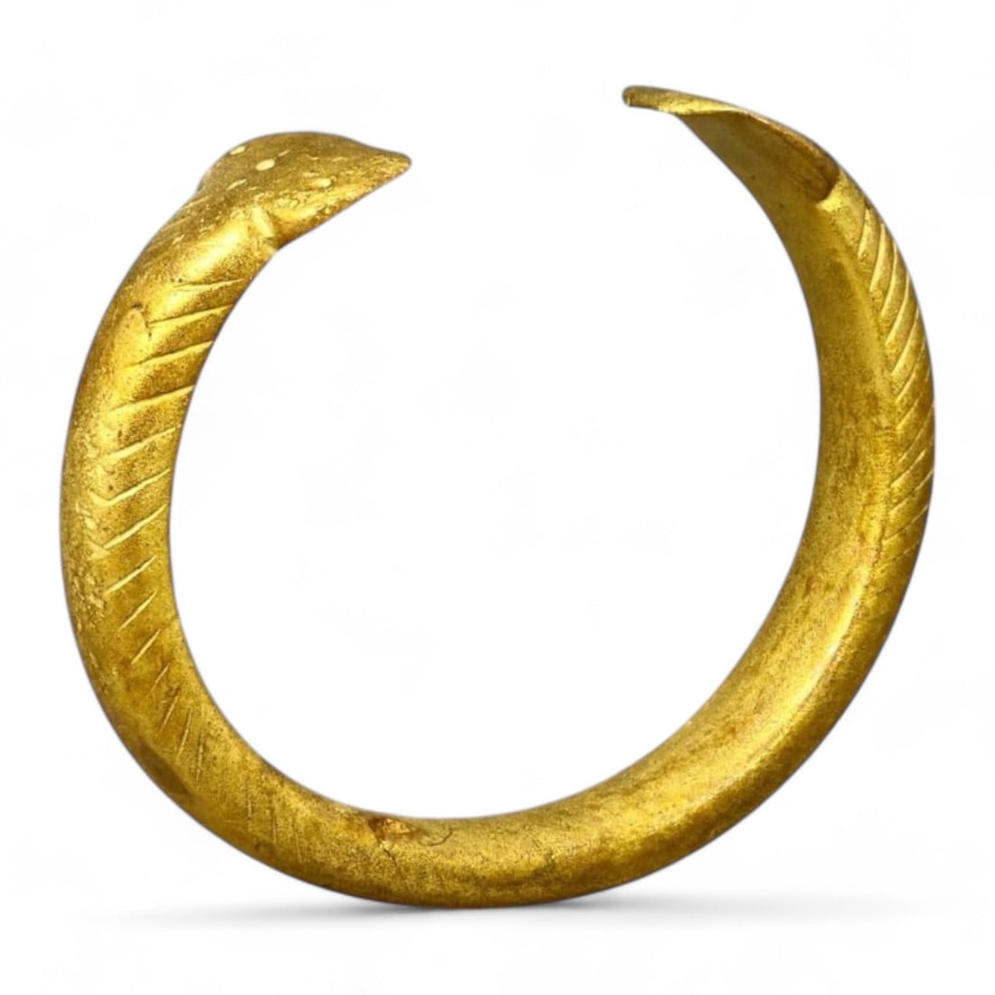 WEST AFRICAN: Gold-Gilt Snake Motif Cuff Bracelet, 19th-20th Century CE (49g, 1x5cm) (1 of 2)