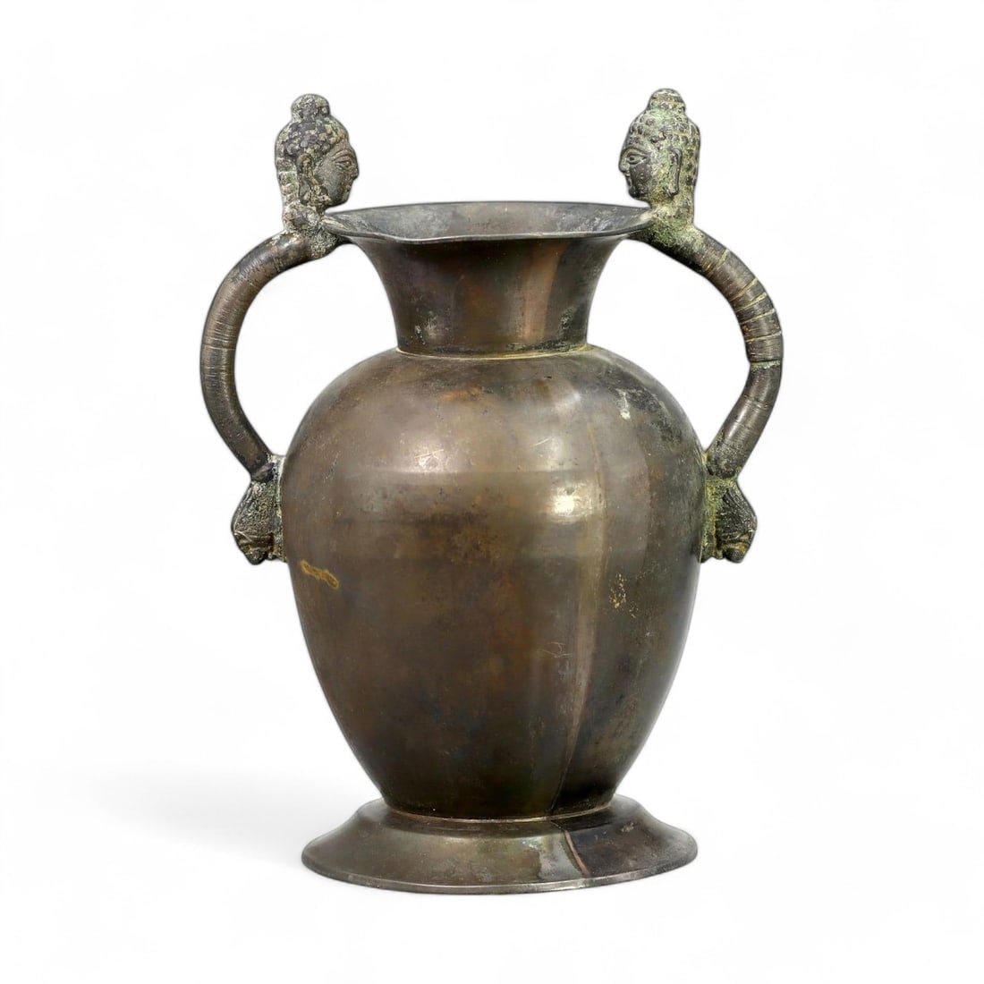 Bronze "Sculpted Bust Handle" Ceremonial Vessel, 19th-20th Century CE (15.5 x 9.5 cm, 662g) (1 of 4)