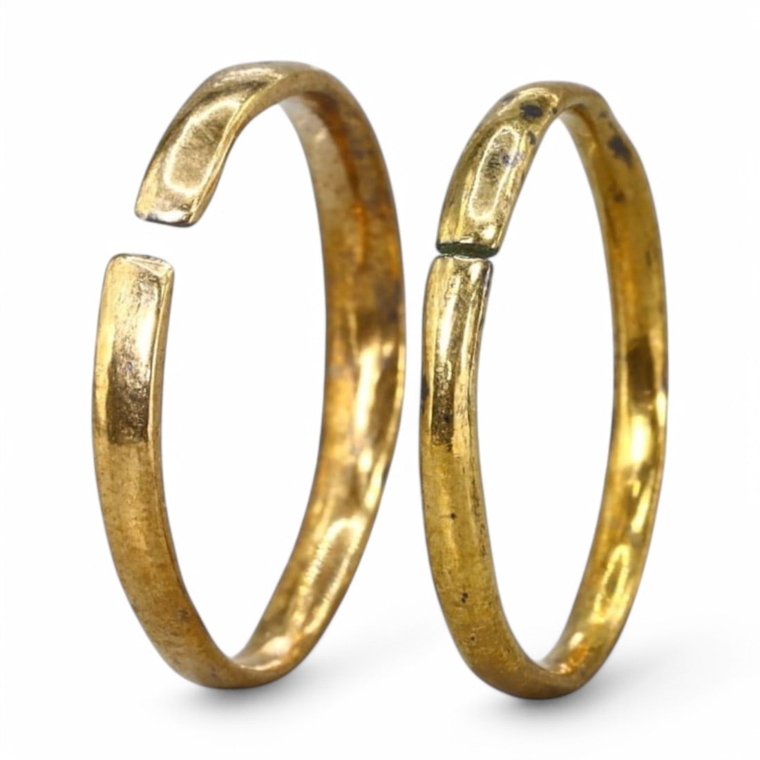 VIKING ERA: Pair of Bronze Rings with 24K Gold Gilt, 9th-11th Century CE (6g, Sizes 8-9) (1 of 2)