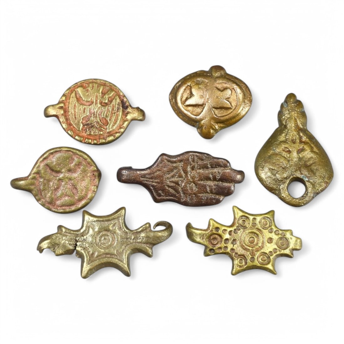 VIKING ERA: Bronze Strap-End Ornaments, Circa 9th-11th Century CE (2-3 cm, 16g, Set of 7) (1 of 1)