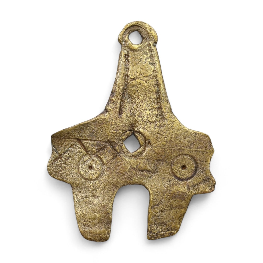 BRONZE FIGURAL PENDANT: Stylized Form with Geometric Designs (5g, 5cm) (1 of 2)