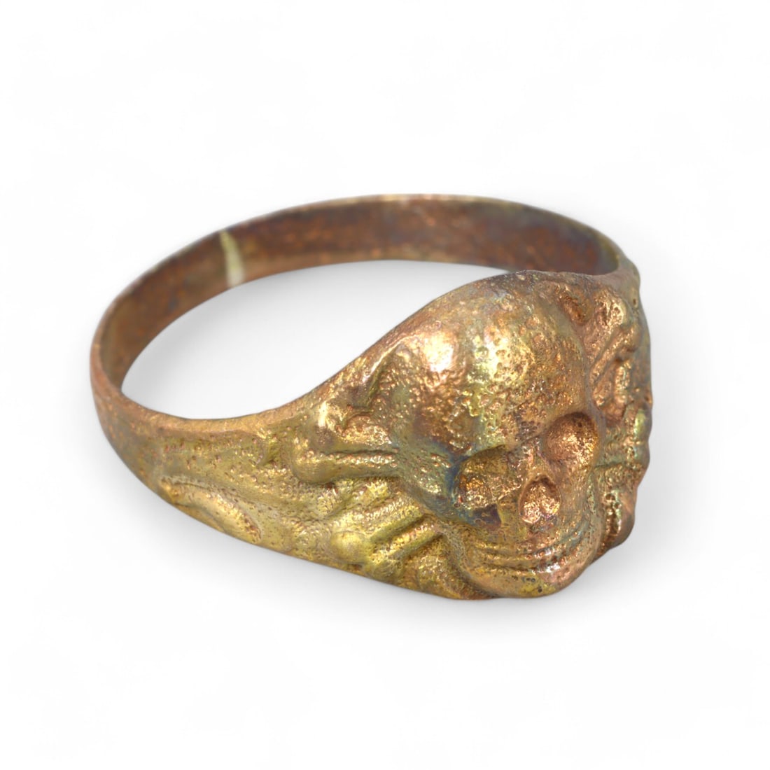 POST-MEDIEVAL ERA: Bronze "Memento Mori Skull" Ring, Circa 17th-18th Century CE (10.5 US, 2.2g) (1 of 2)