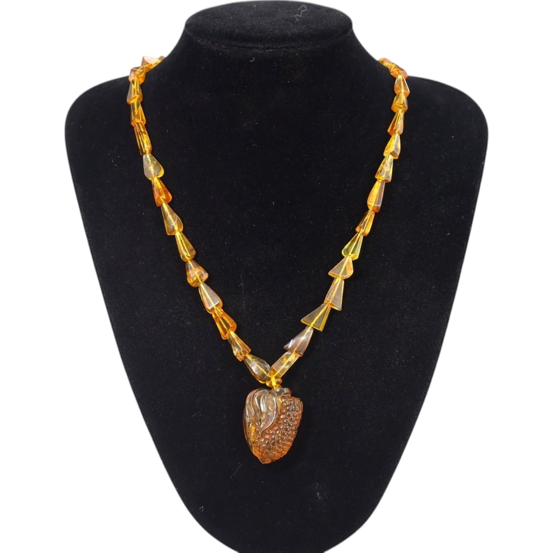 BALTIC: Amber Pendant Necklace with Geometric Beads, 19th-20th Century CE (22g, 60cm) (1 of 1)