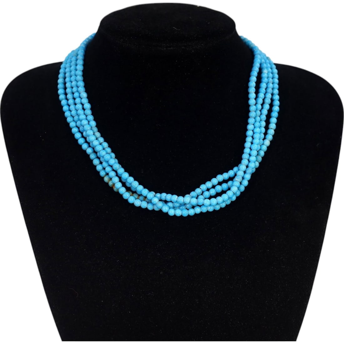 ANCIENT MEDITERRANEAN: Triple-Strand Faience Bead Necklace, c. 1st Millennium BCE (43g, 38cm) (1 of 2)